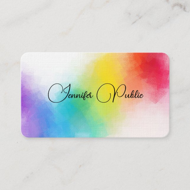 Colourful Abstract Elegant Template Modern Linen Business Card (Front)