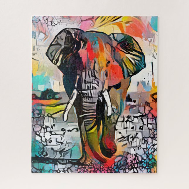 Colourful Abstract Elephant | Challenging Hard Jig Jigsaw Puzzle (Vertical)
