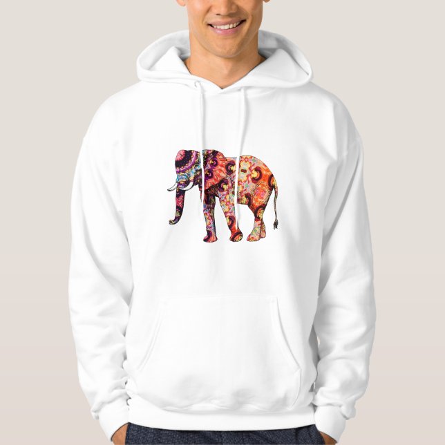 Colourful abstract elephant hoodie (Front)
