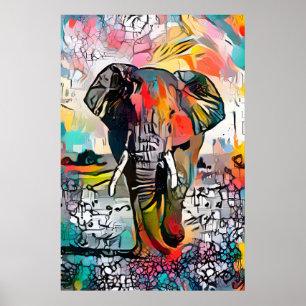 Colourful Abstract Elephant Poster