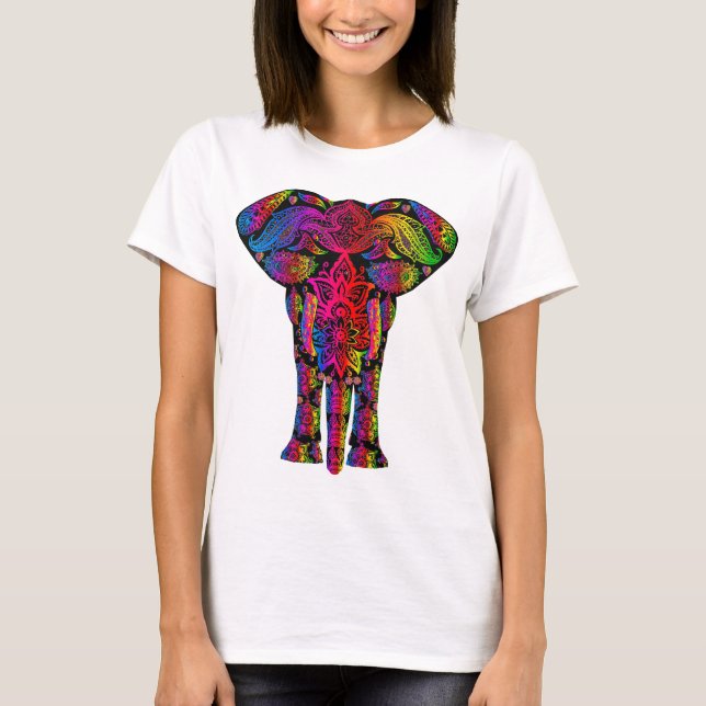 Colourful Abstract Elephant Women's Basic T-Shirt (Front)