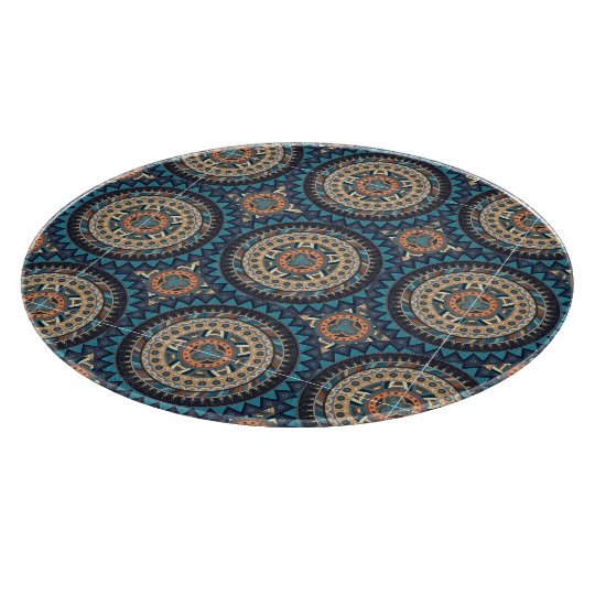 Colourful abstract ethnic floral mandala pattern cutting board