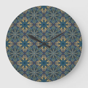 Colourful abstract ethnic floral mandala pattern large clock
