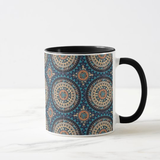 Colourful abstract ethnic floral mandala pattern mug