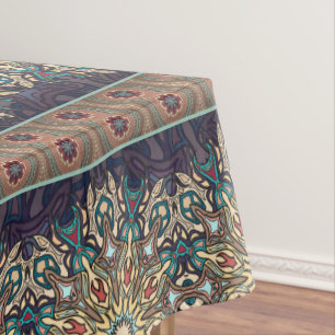 Colourful abstract ethnic floral mandala pattern tablecloth