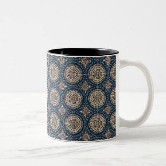 Colourful abstract ethnic floral mandala pattern Two-Tone coffee mug