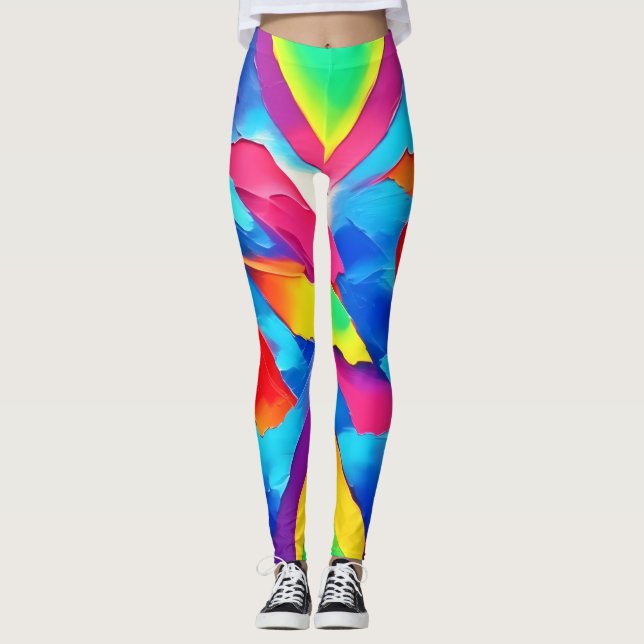 Colourful Abstract Expressionism Art Leggings (Front)