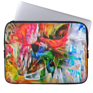 Colourful Abstract Expressionist Cat Art Print" Laptop Sleeve