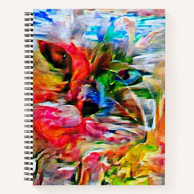 Colourful Abstract Expressionist Cat Art Print" Notebook (Front)