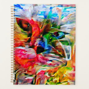 Colourful Abstract Expressionist Cat Art Print" Planner