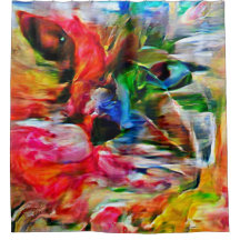 Colourful Abstract Expressionist Cat Art Print"