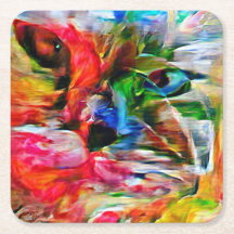 Colourful Abstract Expressionist Cat Art Print"