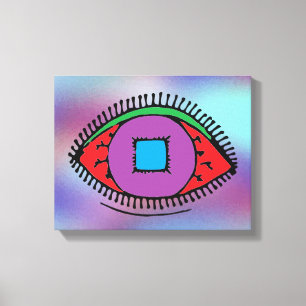 Colourful Abstract Eye Drawing Canvas Print
