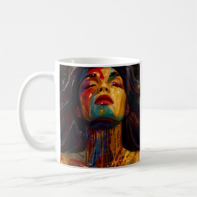 Colourful Abstract Face Coffee Mug (Left)