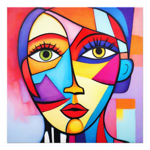 Colourful Abstract Face Cubism  Photo Print