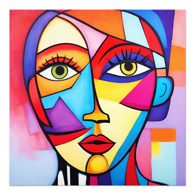 Colourful Abstract Face Cubism  Photo Print (Front)