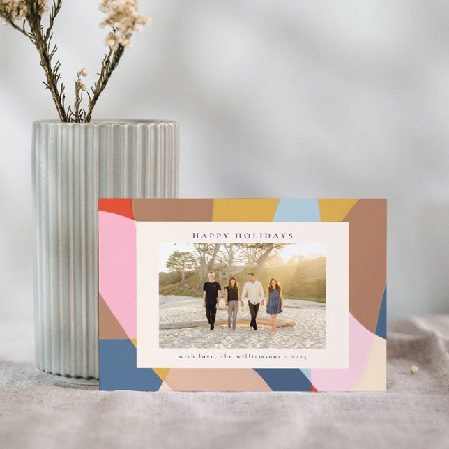 Colourful Abstract Family Photo Bright Festive  Holiday Card (Creator Uploaded)