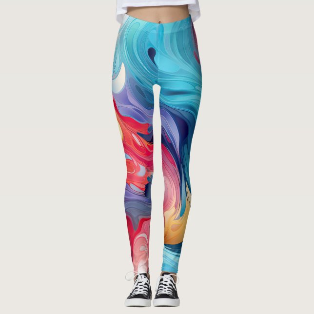 Colourful abstract fantasy leggings (Front)