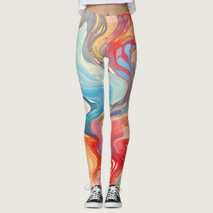 Colourful abstract fantasy leggings