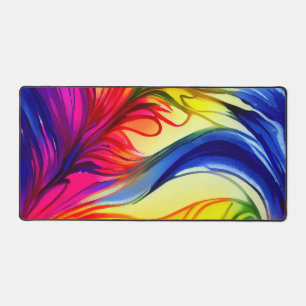 Colourful Abstract Feather Desk Mat