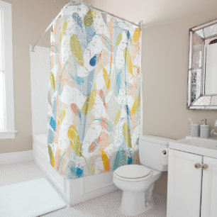 Colourful Abstract Feathers Shower Curtain