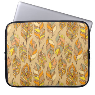 Colourful Abstract Feathers: Vintage Pattern Laptop Sleeve