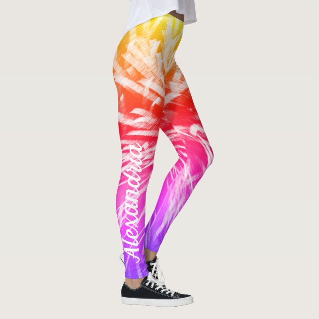 Colourful Abstract Fireworks Photograph Leggings (Right)