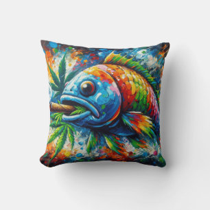 Colourful Abstract Fish Decor Art Cushion