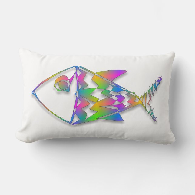 Colourful Abstract Fish Lumbar Cushion (Front)