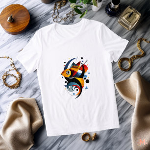 Colourful Abstract Fish T-Shirt Modern Geometric Tri-Blend Shirt