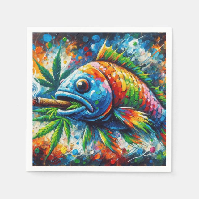 Colourful Abstract Fish Wall Decor Art Napkin (Front)