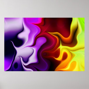 Colourful Abstract Flames Poster