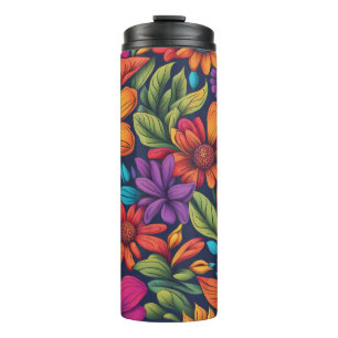 Colourful Abstract Floral #202 -  Thermal Tumbler
