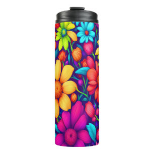 Colourful Abstract Floral #333 - Thermal Tumbler