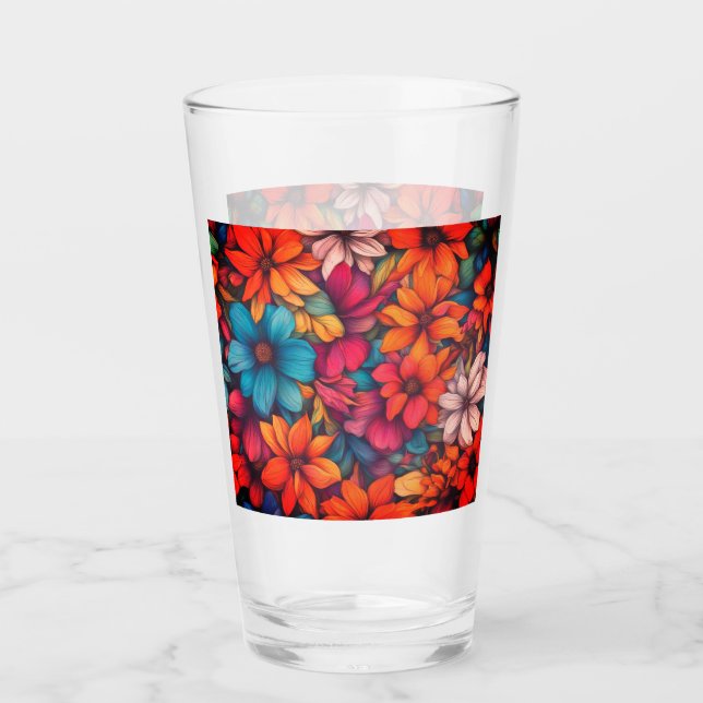 Colourful Abstract Floral #41 Glass (Front)