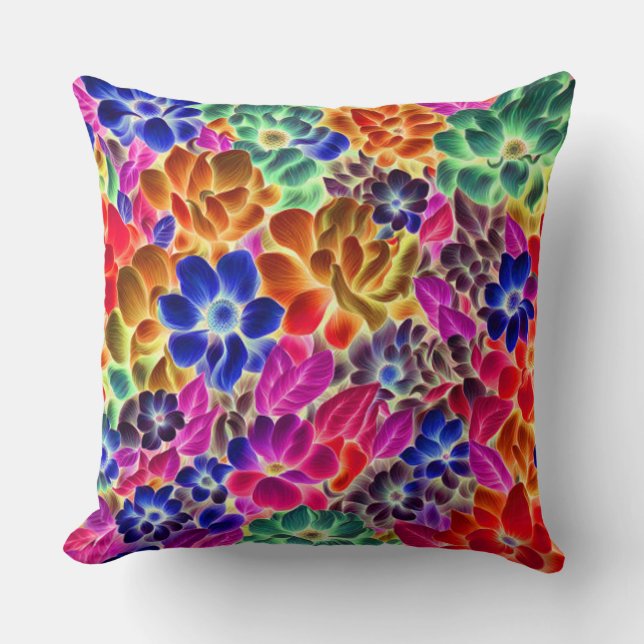 Colourful Abstract Floral #67 -  Cushion (Front)