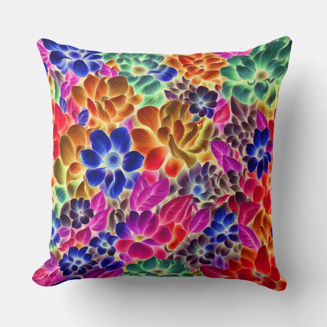 Colourful Abstract Floral #67 -  Cushion (Front)
