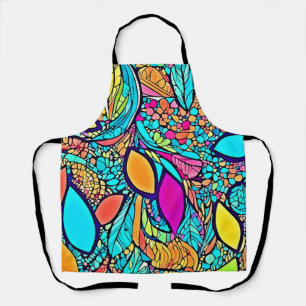 Colourful Abstract Floral Art Apron