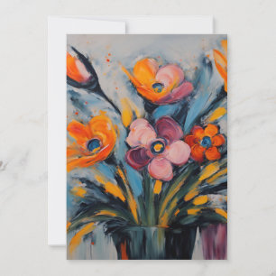 Colourful Abstract Floral Art Holiday Card
