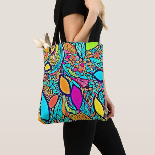 Colourful Abstract Floral Art Tote Bag