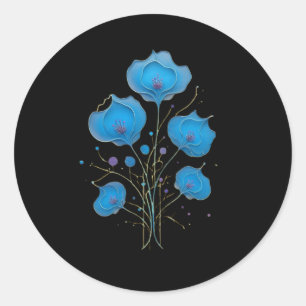 Colourful Abstract Floral Artwork With Perfect Sym Classic Round Sticker