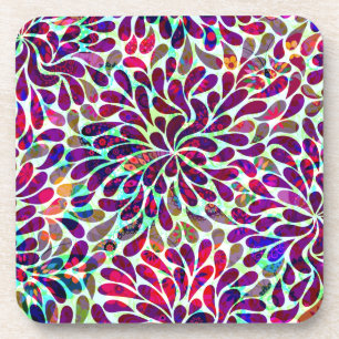 Colourful Abstract Floral Design Coaster