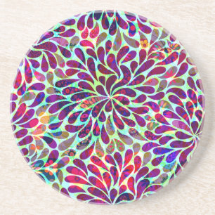 Colourful Abstract Floral Design Coaster