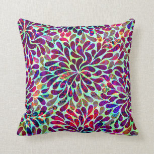 Colourful Abstract Floral Design Cushion