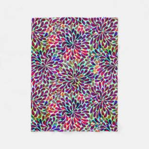 Colourful Abstract Floral Design Fleece Blanket