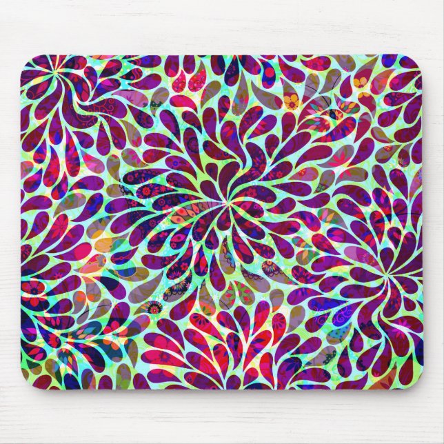 Colourful Abstract Floral Design Mouse Pad (Front)