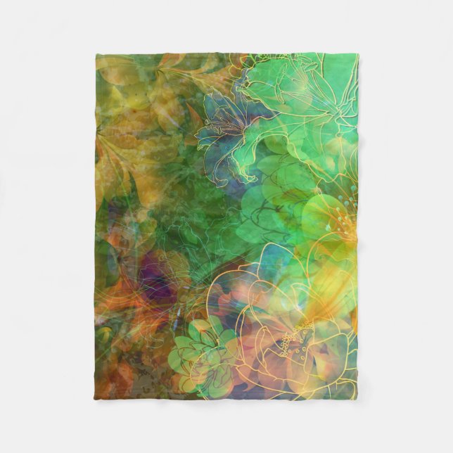 Colourful Abstract Floral Fleece Blanket (Front)