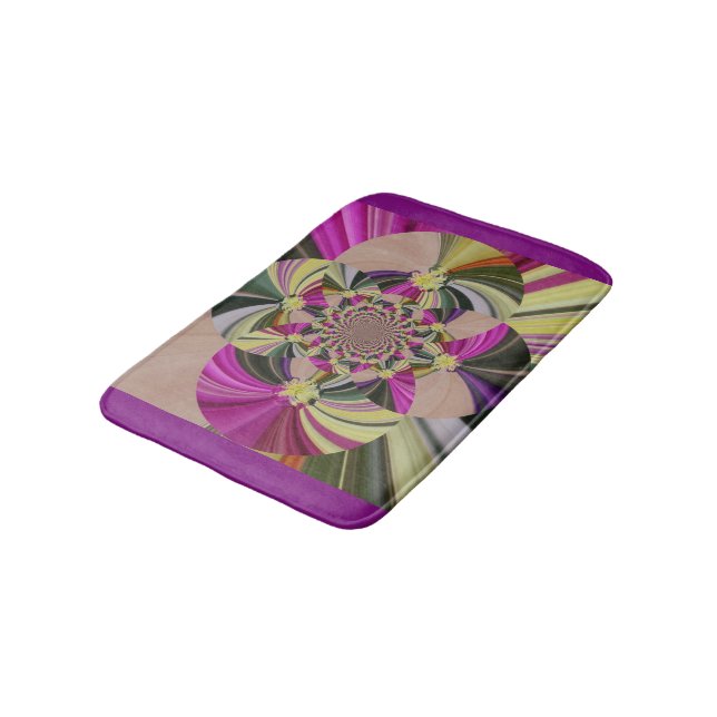 Colourful Abstract Floral Pattern Bath Mat (Angled)