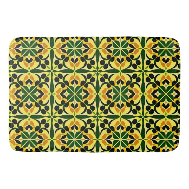 Colourful Abstract Floral Pattern Bath Mat (Front)