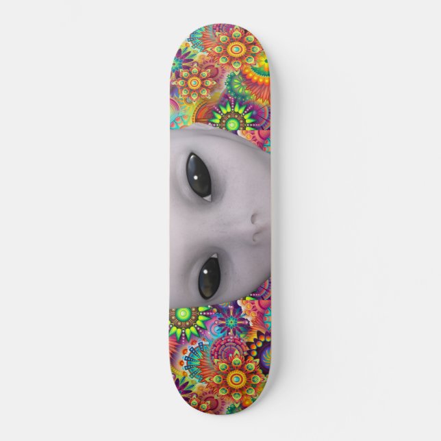 Colourful Abstract Floral Pattern Extraterrestrial Skateboard (Front)